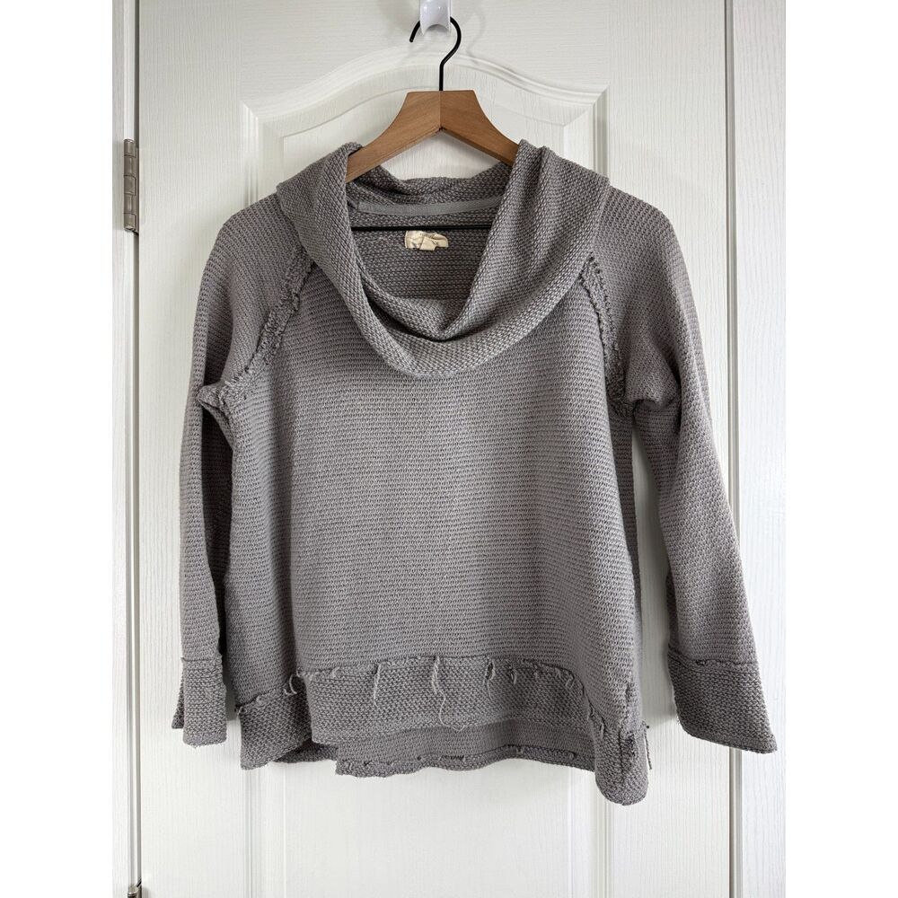 Lucky Brand Women's Cowl Neck Pullover Knit Top Gray Textured Size M Medium